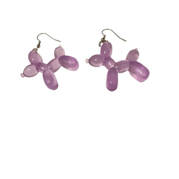 Purple Balloon Dog Earrings - Picture 1 of 3